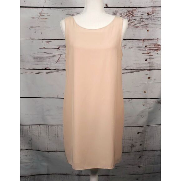 Amanda Uprichard Silk Dress Draped Neck Nude Pink Short Sheath Lined SZ LG - Picture 2 of 6